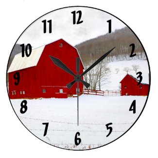 Old Red Barns Farm in a Snowy Scenic Winter Scene