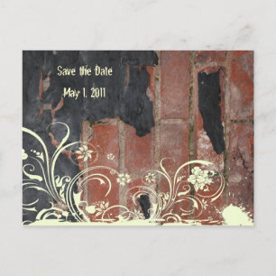 Old Red Brick Save the Date Announcement Postcard