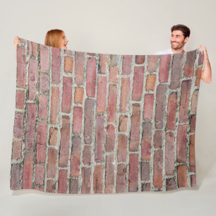 Old Red Brick Wall Fleece Blanket