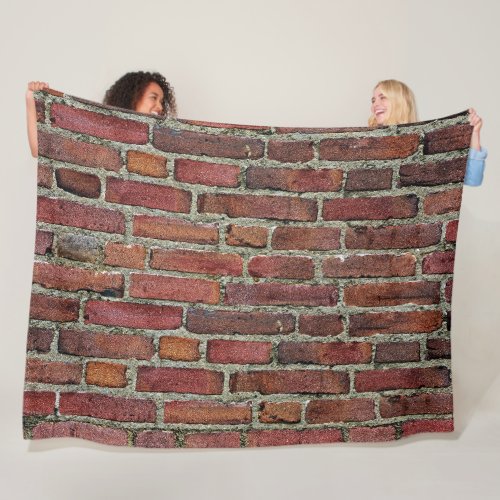 Old Red Brick Wall Fleece Blanket