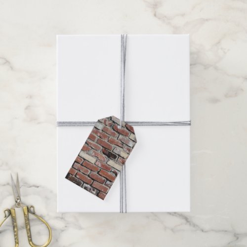 Old red brick wall gift tags