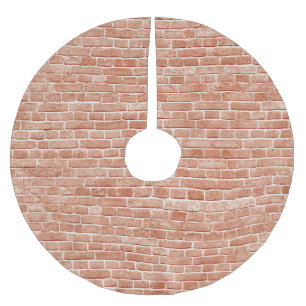 Old red brick wall texture. brushed polyester tree skirt