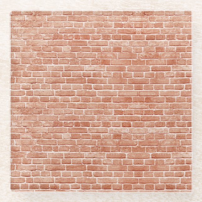 Old red brick wall texture. glass coaster (Front)