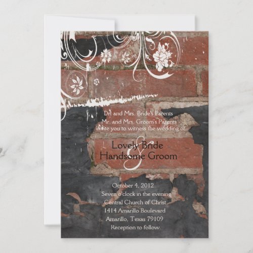 Old Red Brick Wedding Invitation