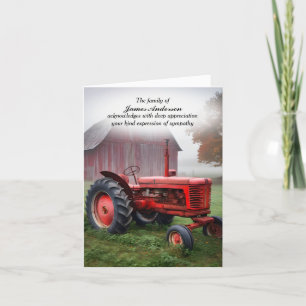 Old Red Farm Tractor Sympathy Thank You Card