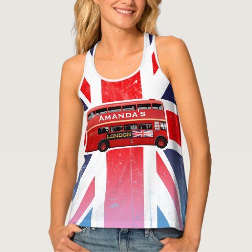 Old Red London Bus And Union Jack Tank Top