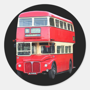 Old red London bus from around 1950 Classic Round Sticker