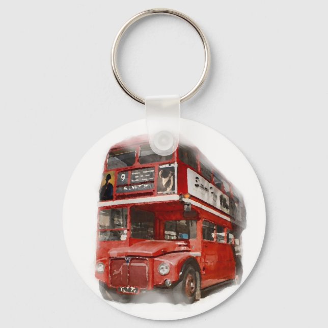 Old Red London Bus Keychain (Front)