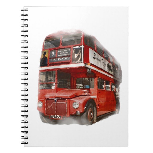 Old Red London Bus Notebook (Front)