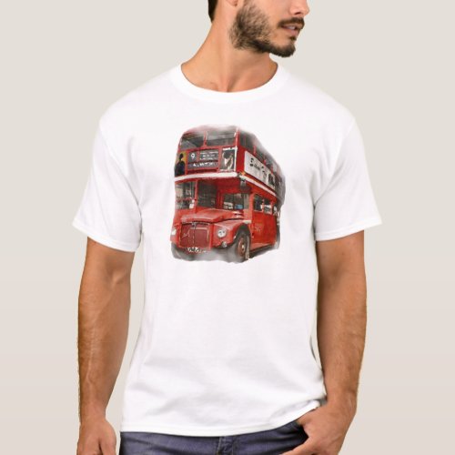 Old Red London Bus T_Shirt