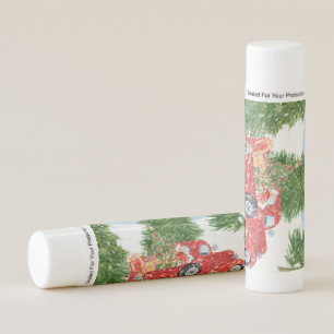 Old Red PickUp Truck Going Through Snow Lip Balm