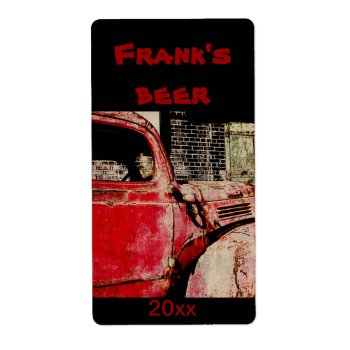 Old Red Rusted Truck Beer Bottle Label by myworldtravels at Zazzle