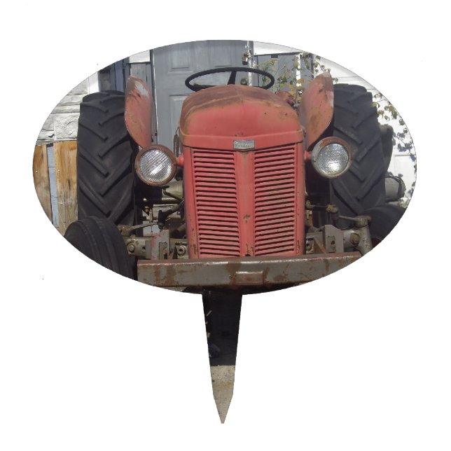 Old Red Tractor Cake Topper (Front)