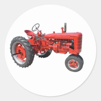 Old Red Tractor Classic Round Sticker by paul68 at Zazzle