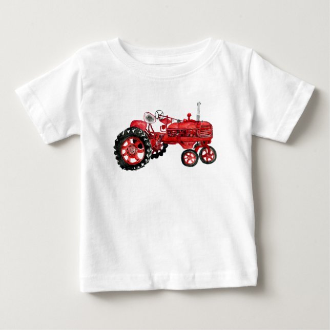 Old red tractor drawing baby T-Shirt (Front)