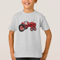 Old red tractor drawing