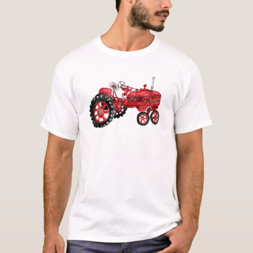 Old red tractor drawing T_Shirt