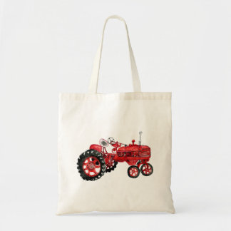 Old red tractor drawing tote bag