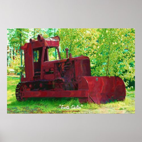 Old Red Tractor Earth_mover Art Poster