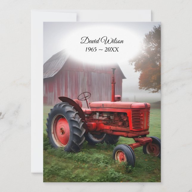 Old Red Tractor Funeral Program (Front)