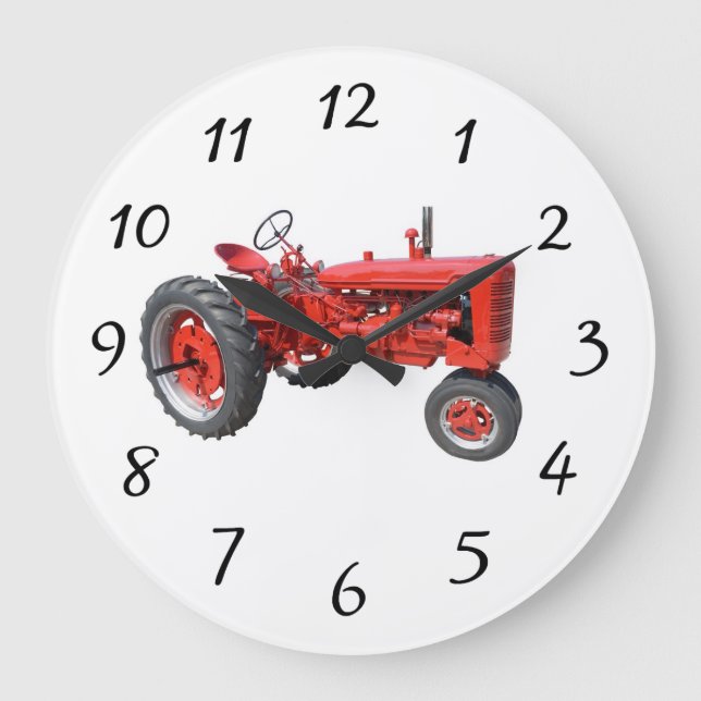 Old Red Tractor Large Clock (Front)