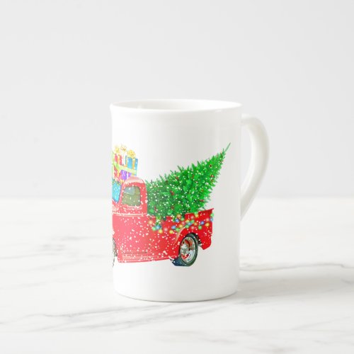 Old Red Truck and Christmas Tree Mug