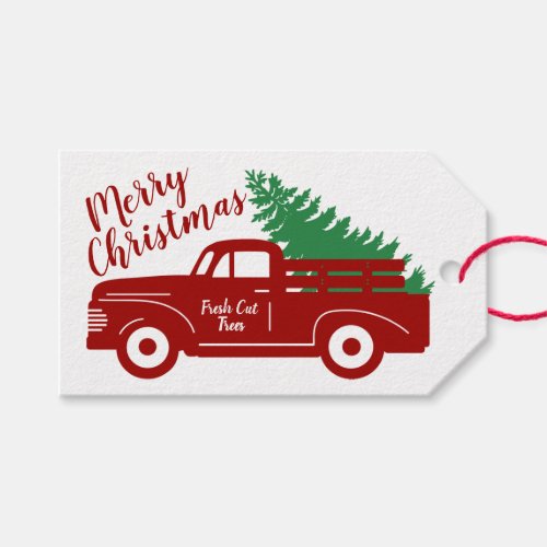 Old Red Truck Merry Christmas To From Gift Tags