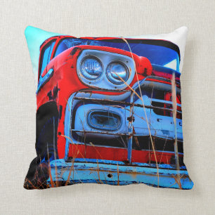 Old Red Truck Throw Pillow