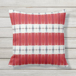 Old Red White bobber blue lake back Outdoor Pillow