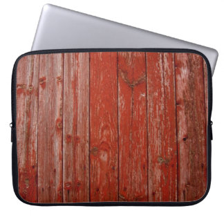 Old red wood laptop sleeve