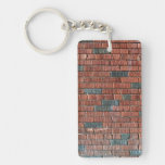 [ Thumbnail: Old Reddish/Brownish Brick Wall Keychain ]