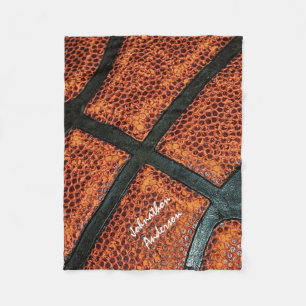 Old Retro Basketball Pattern With Autographed Name Fleece Blanket