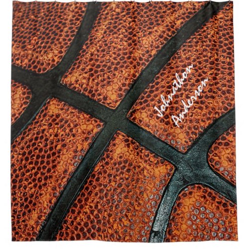 Old Retro Basketball Pattern With Autographed Name Shower Curtain