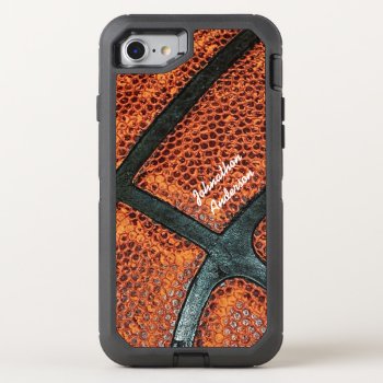 Old Retro Basketball Pattern With Name Otterbox Defender Iphone Se/8/7 Case by PhotographyTKDesigns at Zazzle