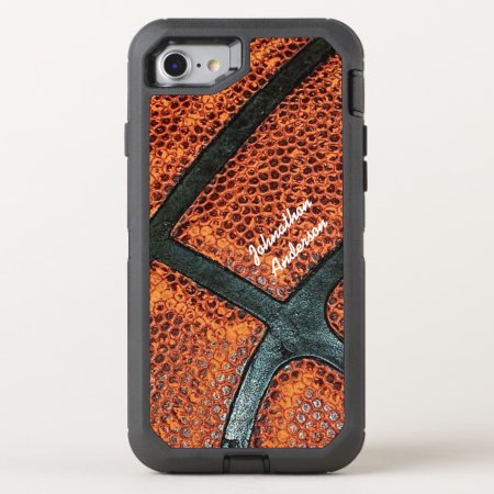 Old Retro Basketball Pattern With Name Otterbox Defender Iphone Se/8/7