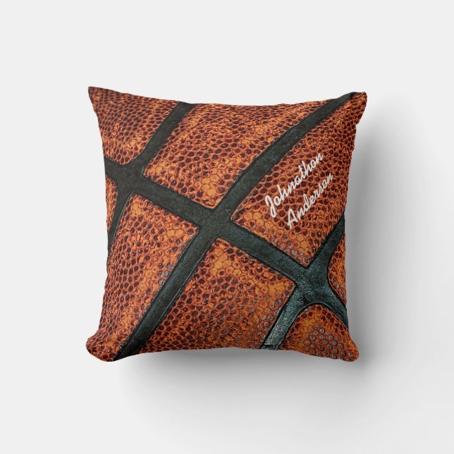Old Retro Basketball Pattern With Name Throw Pillow (Front)
