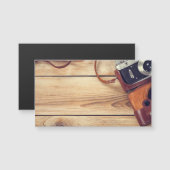 Old Retro Camera On Wooden Table Background (Front/Back)