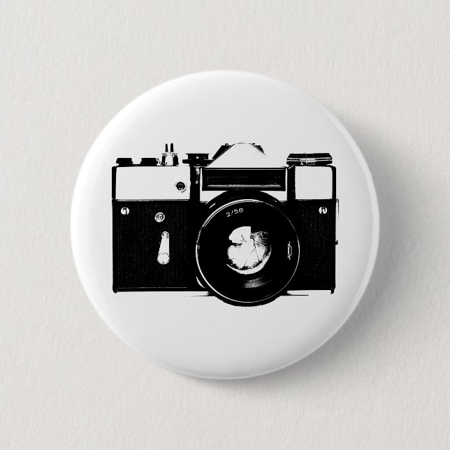 Old retro monochrome SLR camera Button (Front)
