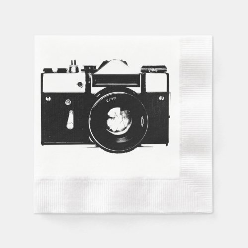 Old retro monochrome SLR camera Napkins