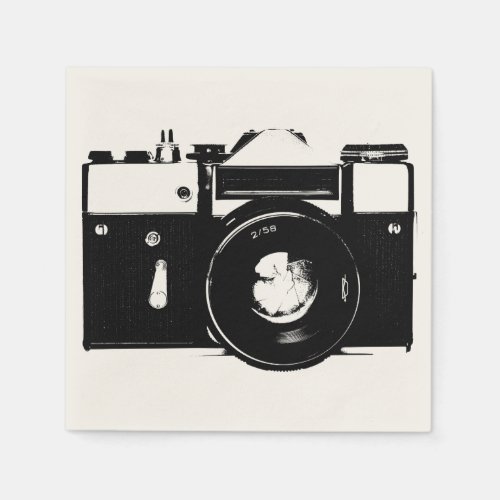 Old retro monochrome SLR camera Napkins