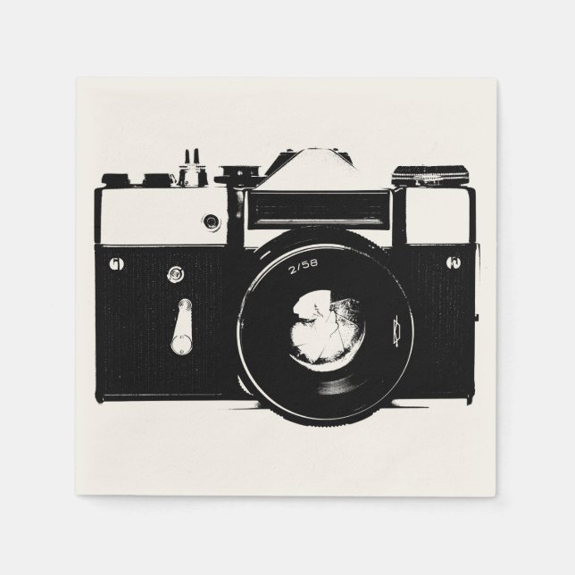 Old retro monochrome SLR camera Napkins (Front)