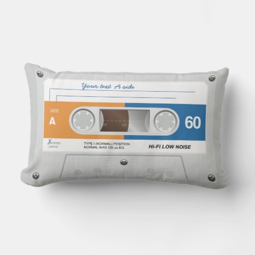 Old Retro Music Cassette Mix Tape Lumbar Pillow