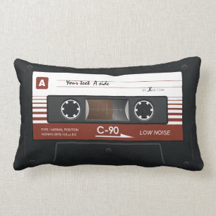 Old Retro Music Cassette Mix Tape Lumbar Pillow