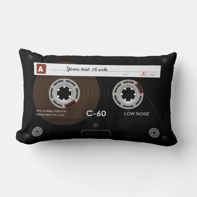 Old Retro Music Cassette MixTape Lumbar Pillow (Front)