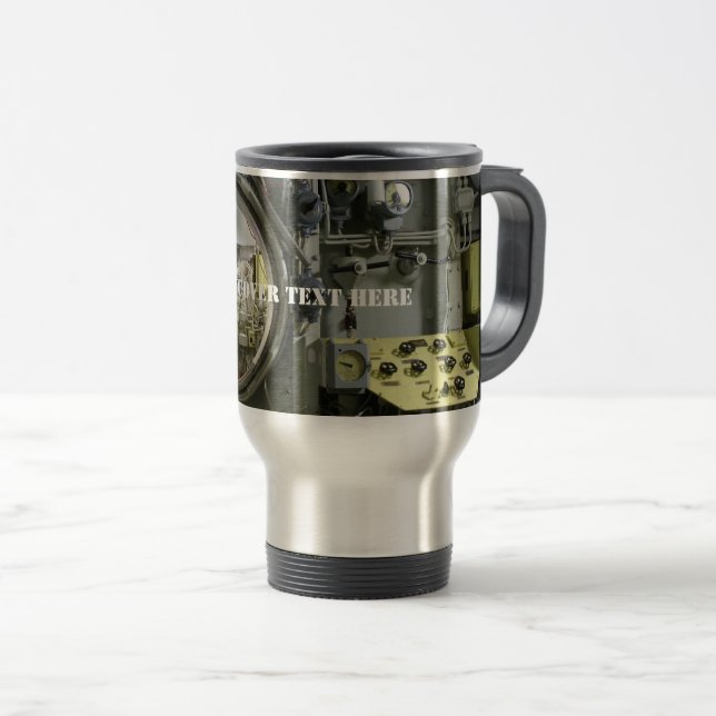 old retro submarine travel mug (Front Right)