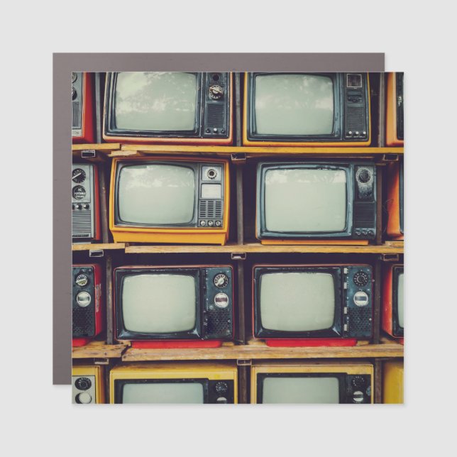 Old Retro Television Blank Screen Car Magnet (Front)