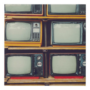 Old Retro Television Blank Screen Faux Canvas Print