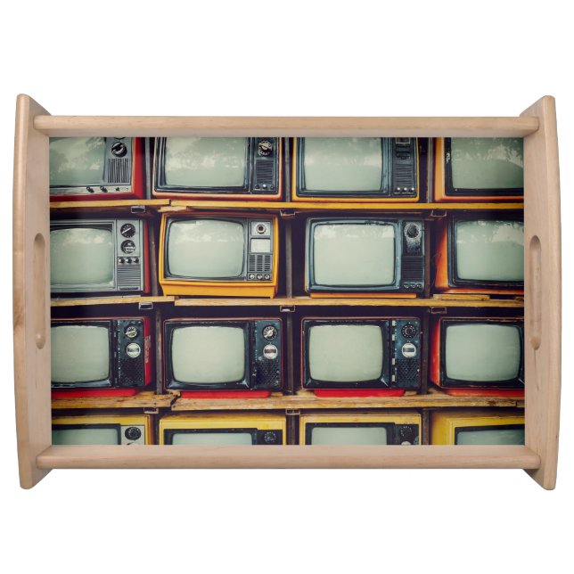 Old Retro Television Blank Screen Serving Tray (Front)