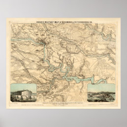 Old Richmond to Petersburg VA Civil War Map (1864) Poster