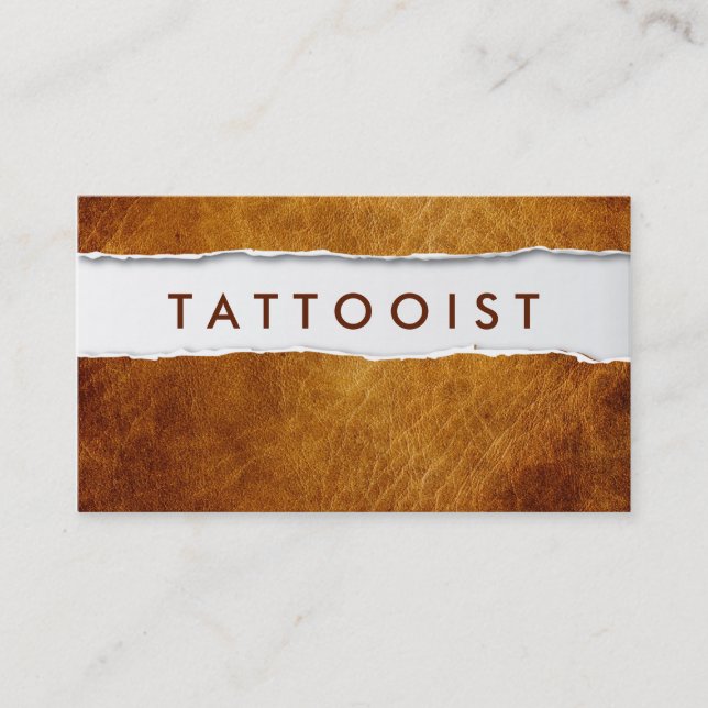 Old Ripped Paper Tattoo Art Business Card (Front)